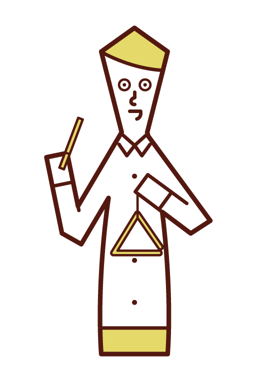 Illustration of a man playing triangles