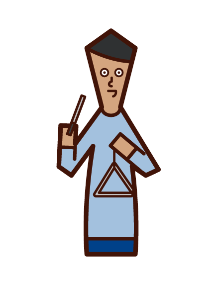 Illustration of a man playing triangle