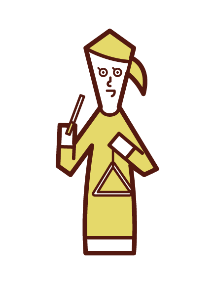 Illustration of a person (girl) playing triangle