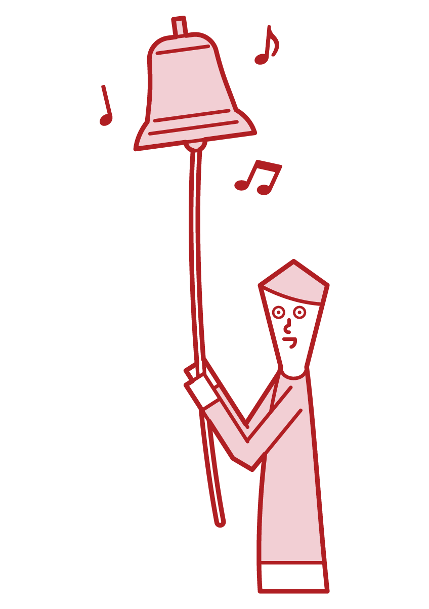 Illustration of a man ringing a bell