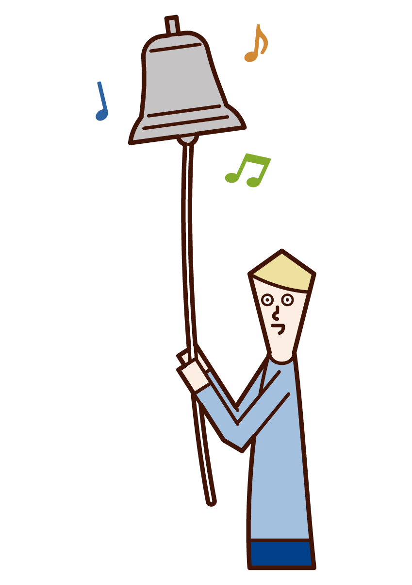 Illustration of a man ringing a bell