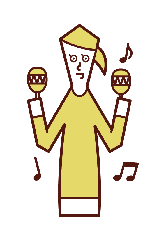 Illustration of a woman playing maracas