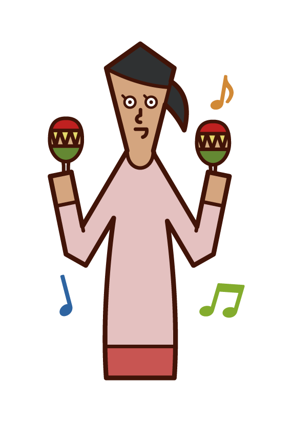 Illustration of a woman playing maracas