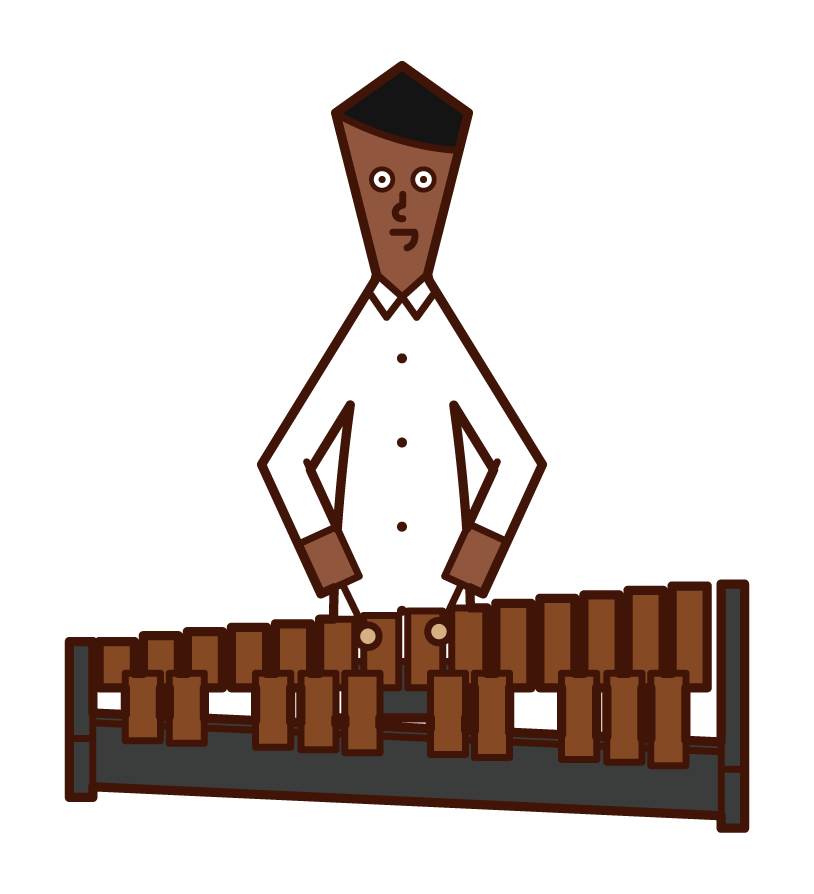 목화 (말림바 시로펜)를 연주하는 사람 (남성)의 그림