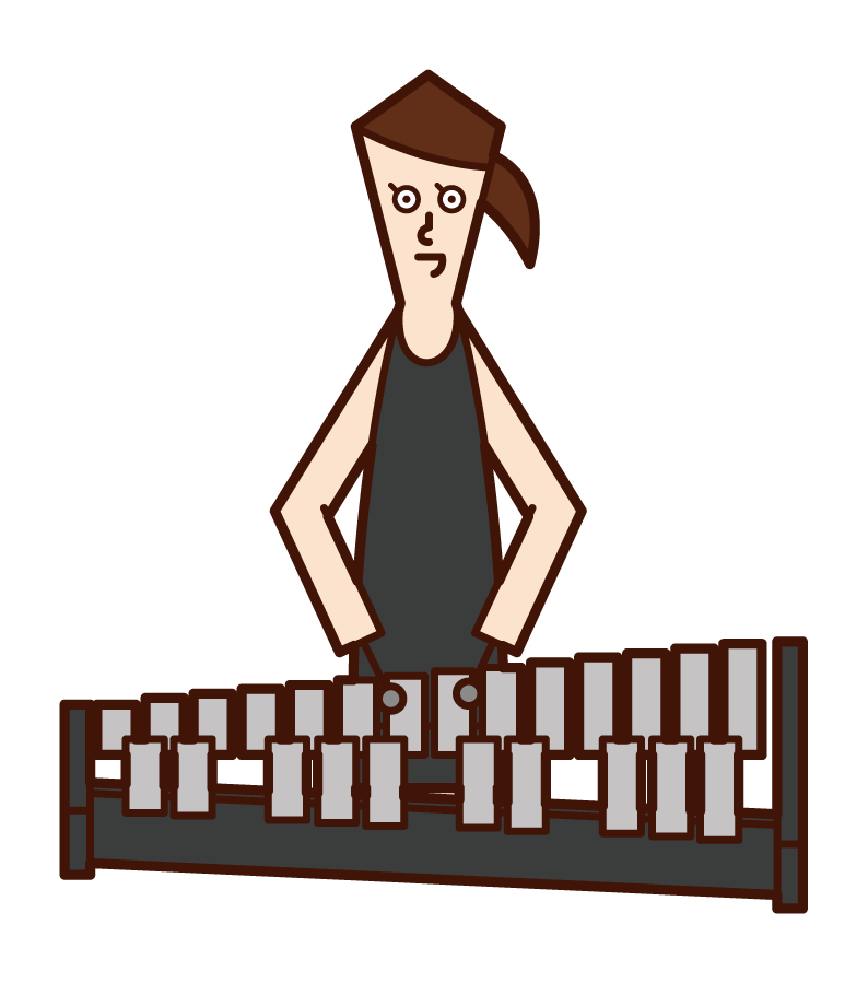 演奏鐵琴的人（女性）的插圖