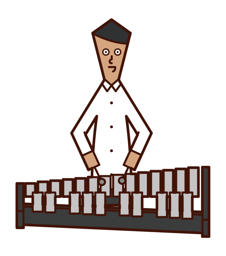 演奏鐵琴的人（男性）的插圖