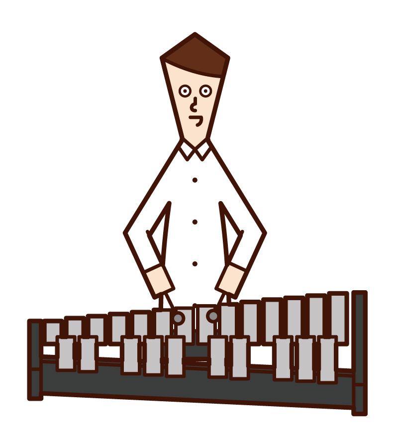 演奏鐵琴的人（男性）的插圖