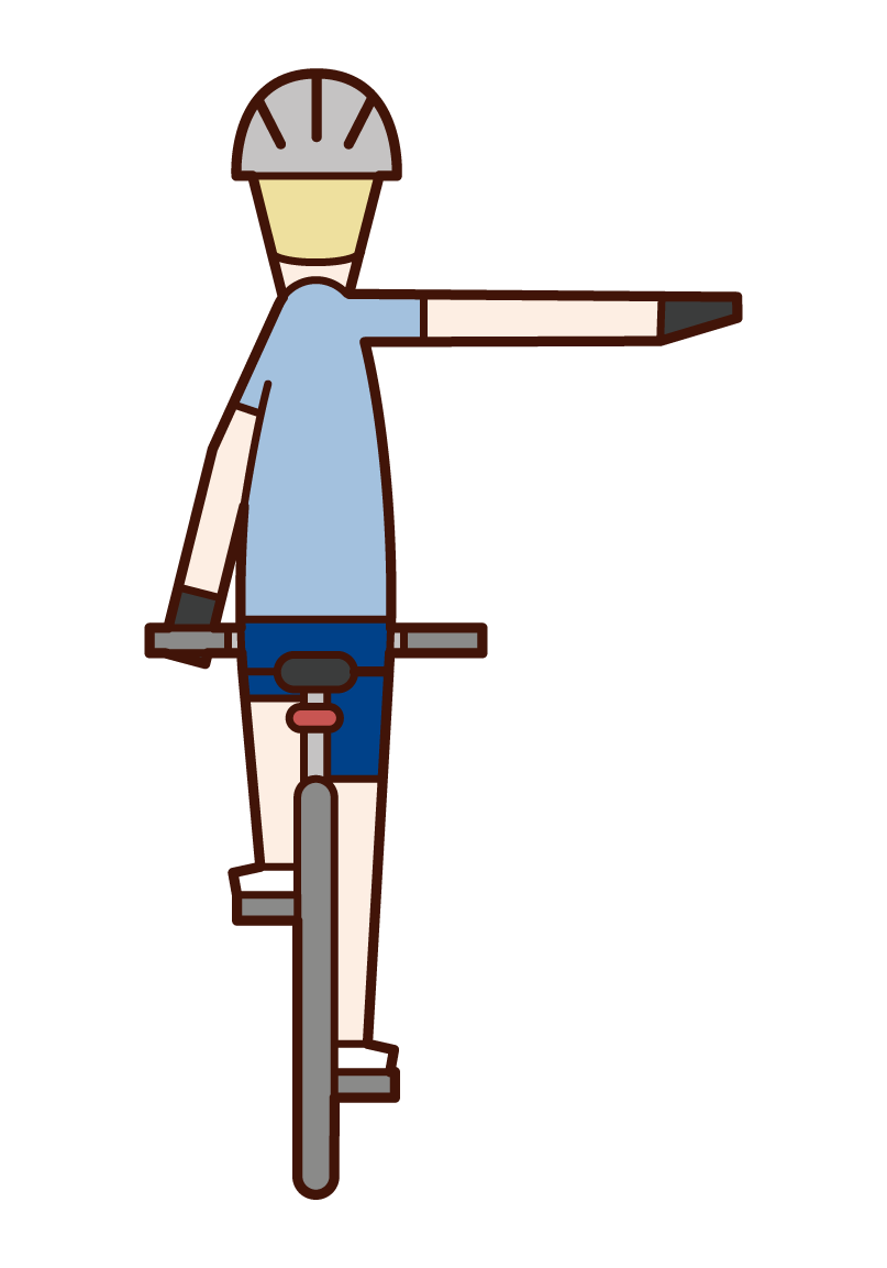 자전거 남자 신호 (손) 및 우회전 (남성) 그림