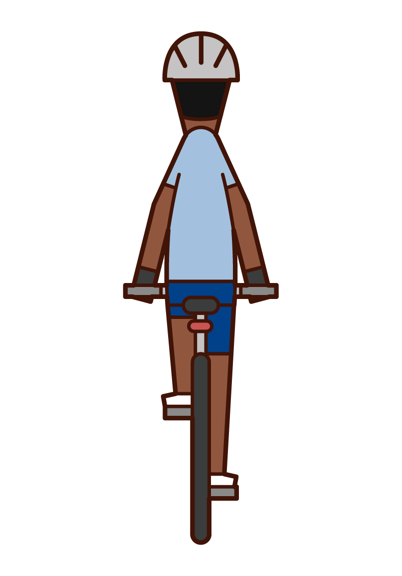 自転車に乗る人の後ろ姿（男性）のイラスト