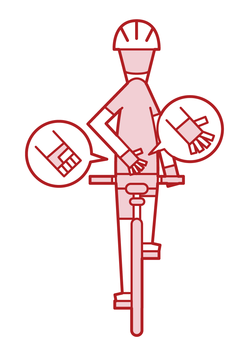 自行車手信號（手標誌）和減慢速度（男性）的插圖