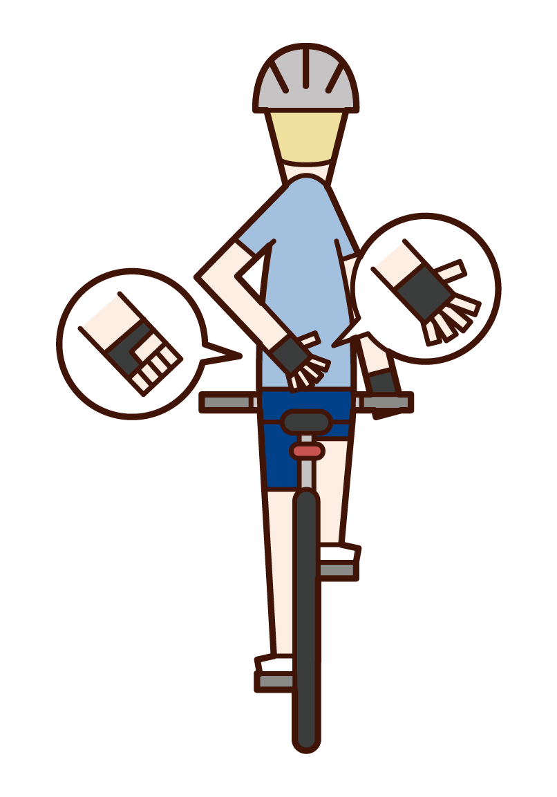 자전거 남자 신호 (손 표지판) 및 느린 속도 (남성)의 그림