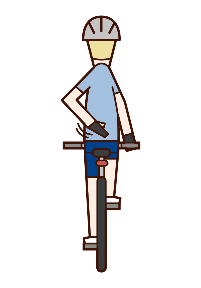 自行車手信號（手牌）和靠右（男性）的插圖