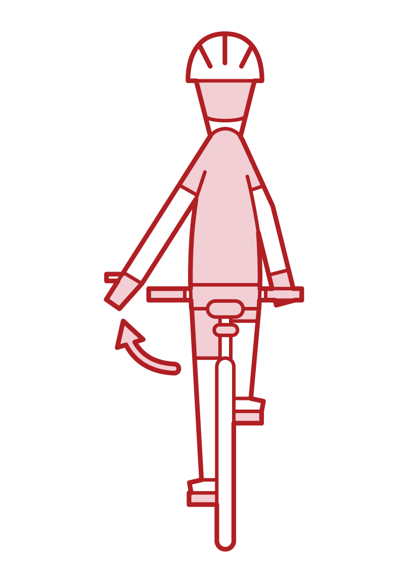 Illustration of hand signal (hand sign) of bicycle and getting to go first (male)