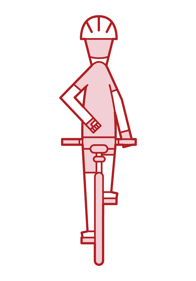 Illustration of hand signal (hand sign) of bicycle and slowing down (male)