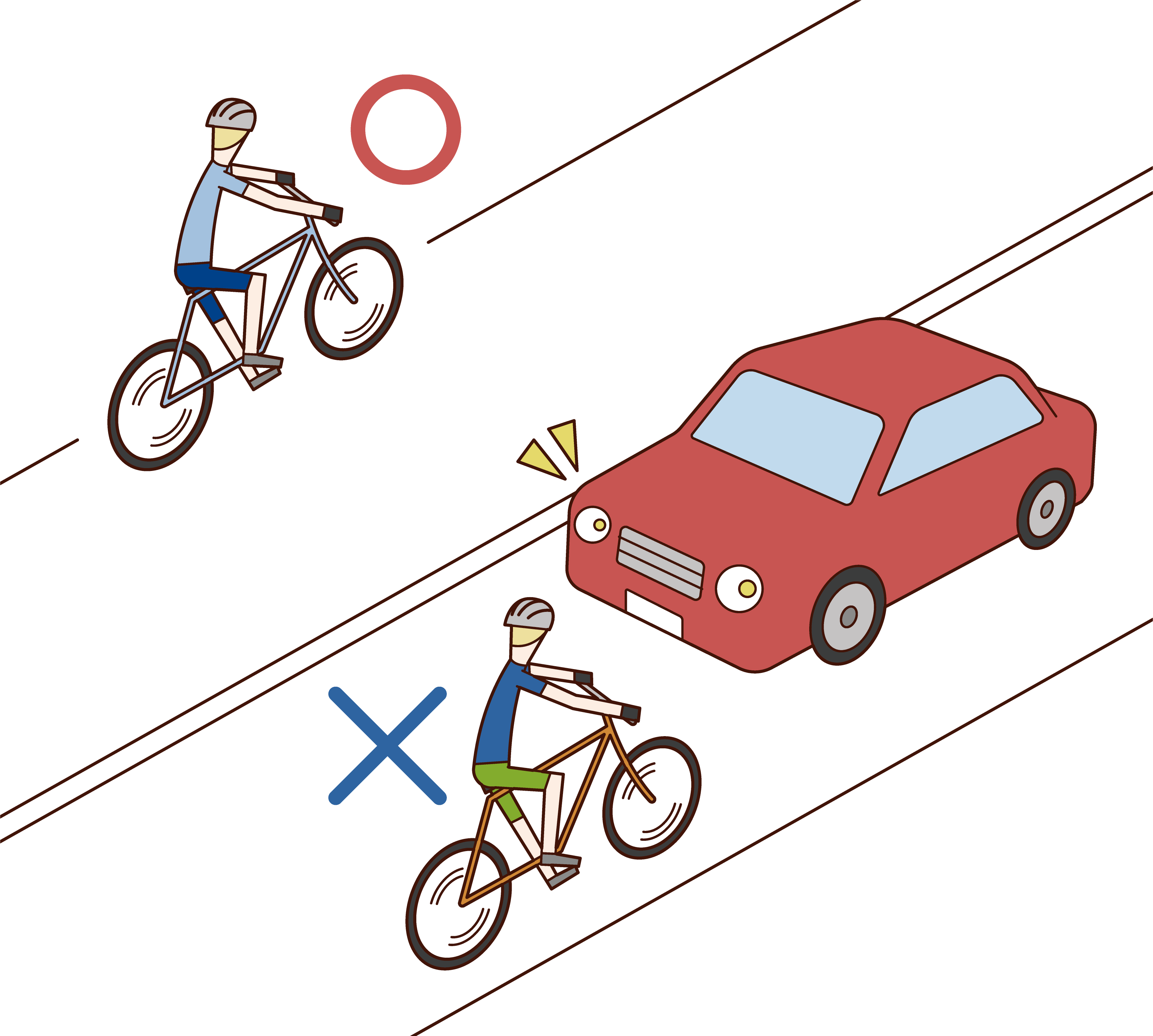 自行車通過左側的規則插圖