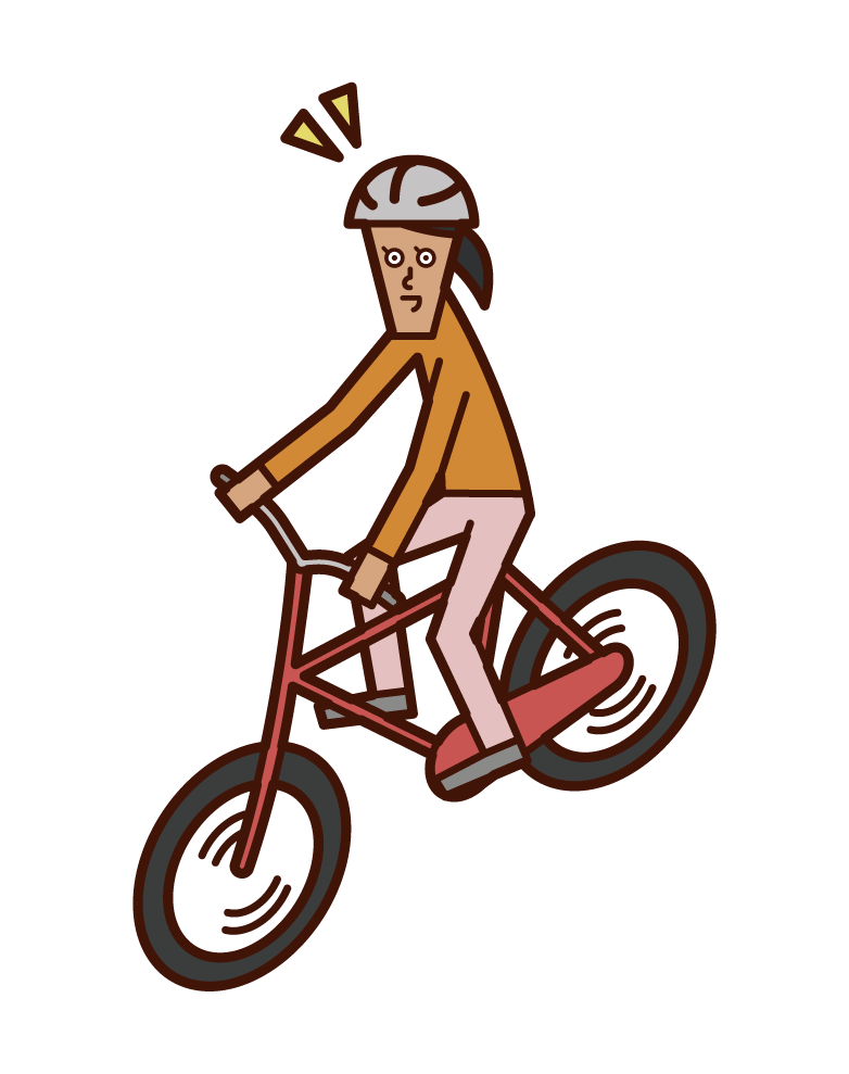 헬멧을 쓰고 자전거를 타는 어린이 (소녀) 일러스트