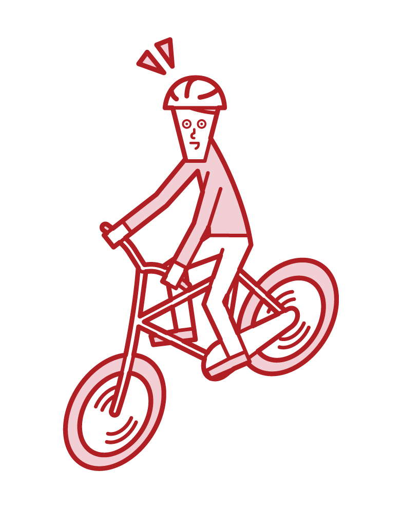 ヘルメットを着用して自転車に乗る子供（男子）のイラスト