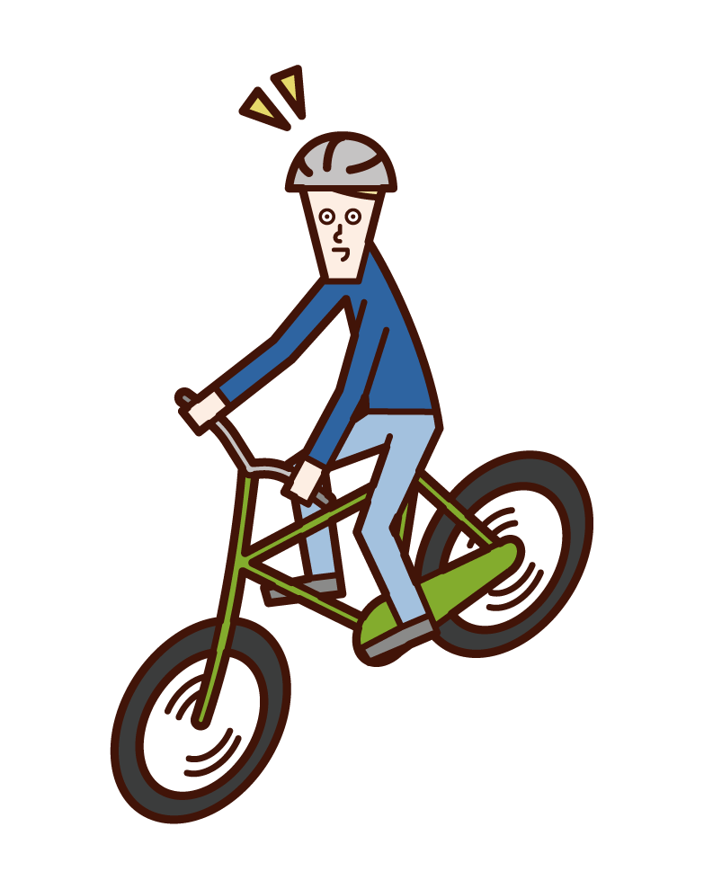 戴著頭盔騎自行車的兒童（男孩）插圖