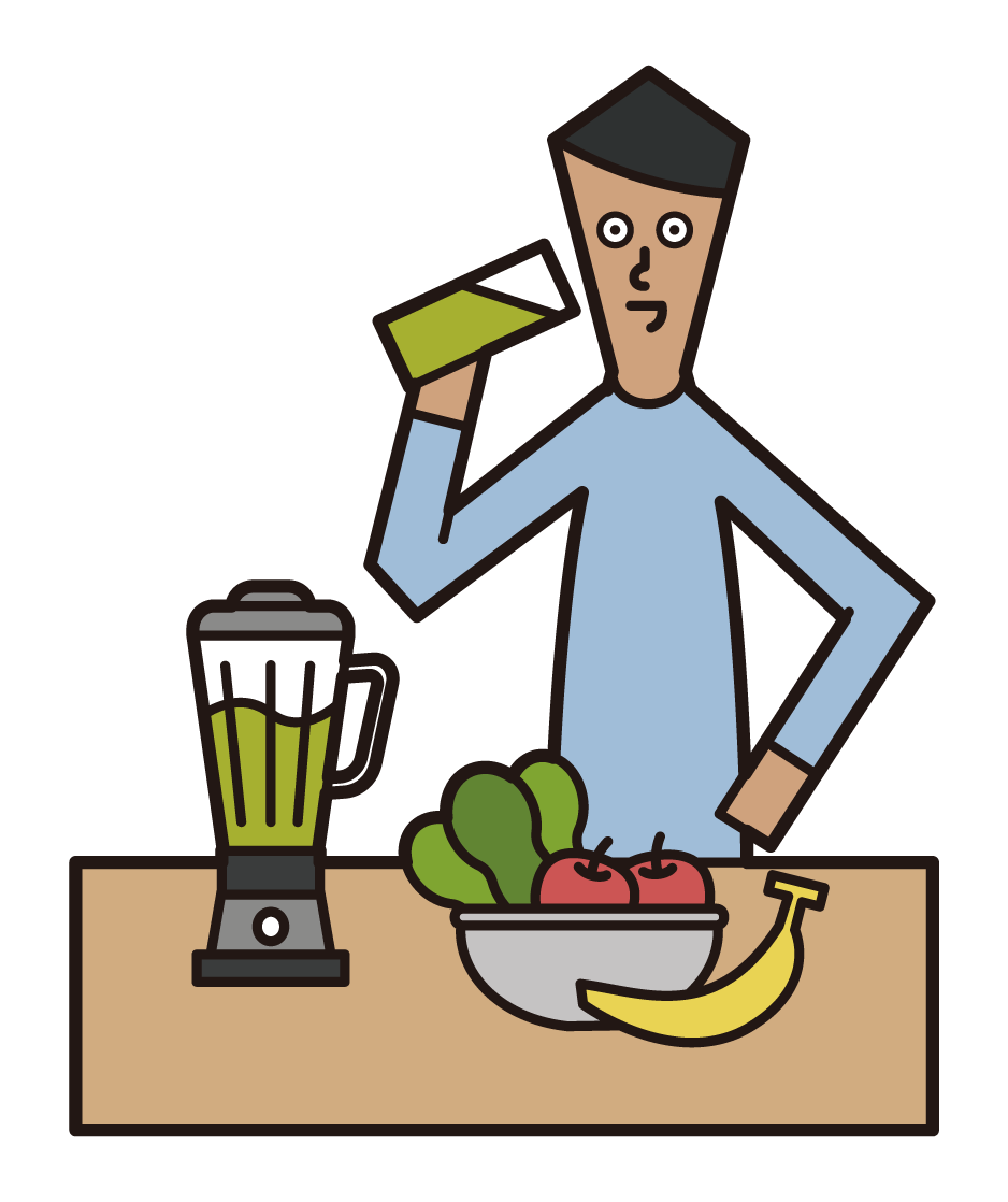 Illustration of a smoothie drinker (male)