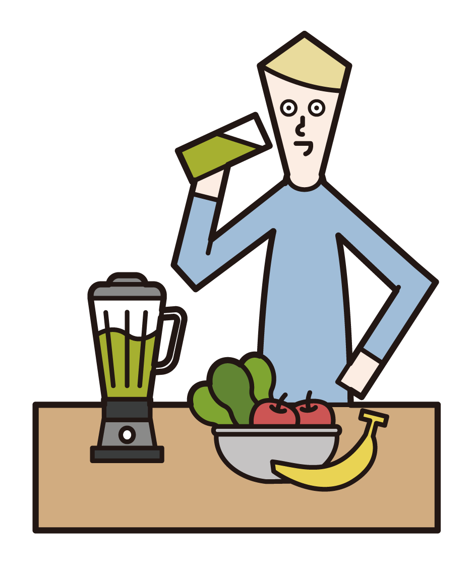 Illustration of a smoothie drinker (male)