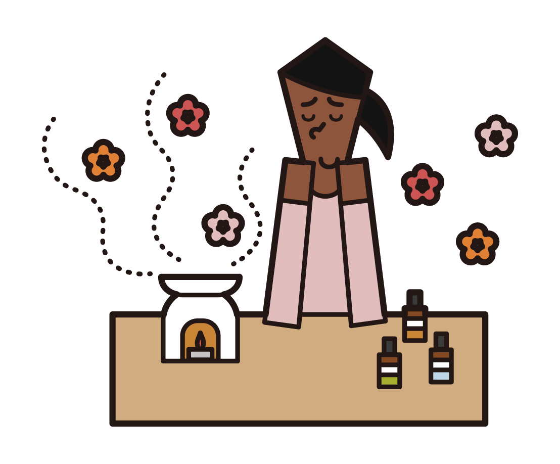Illustration of a woman who is aromatherapy