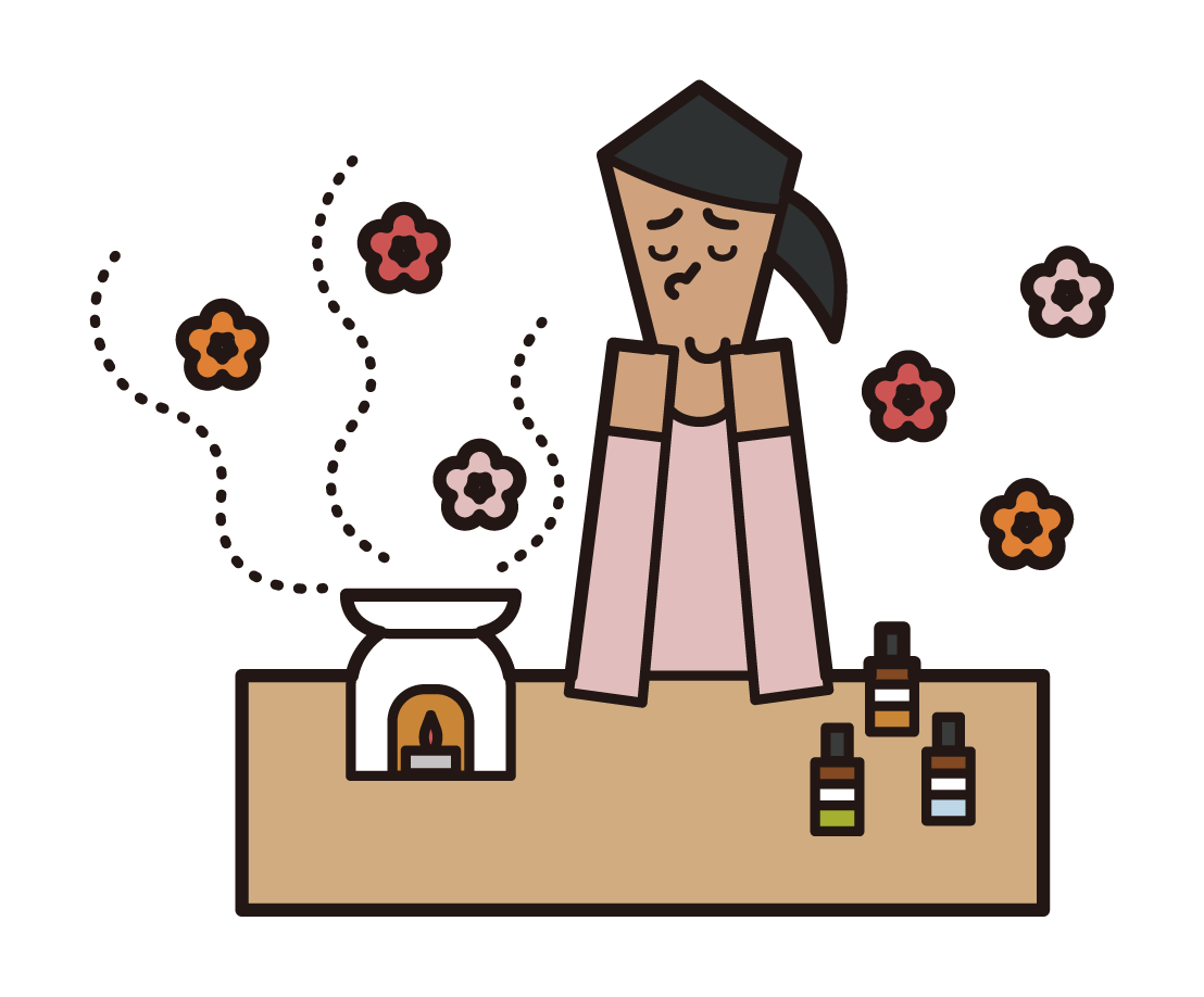 Illustration of a woman who is aromatherapy