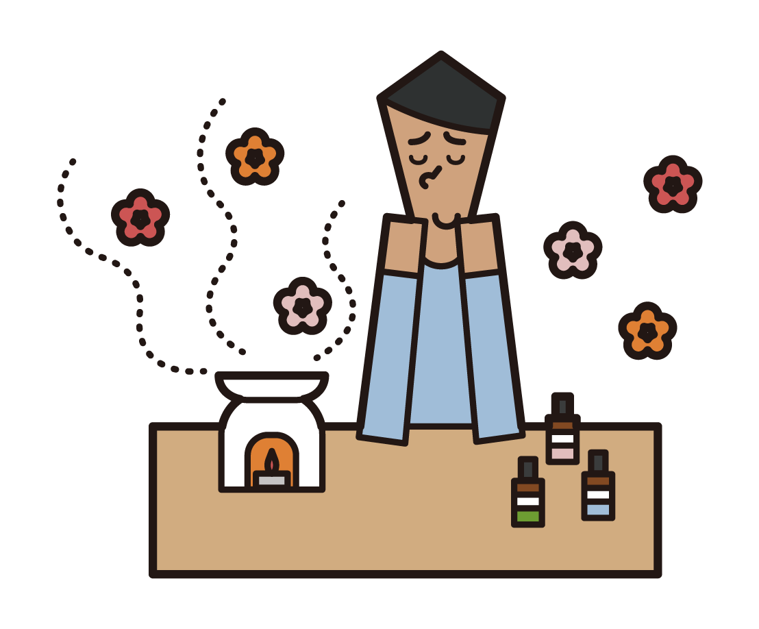 Illustration of a man who is aromatherapy