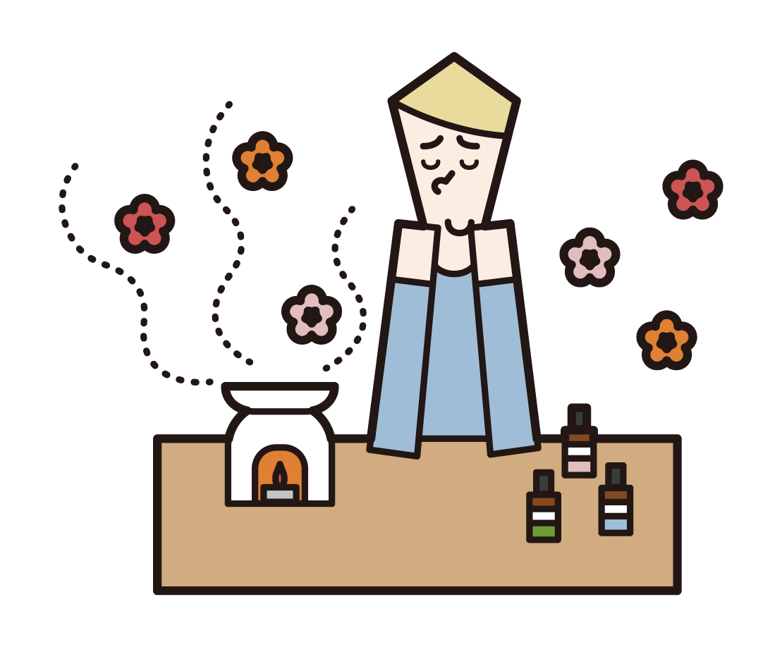 Illustration of a man who is aromatherapy