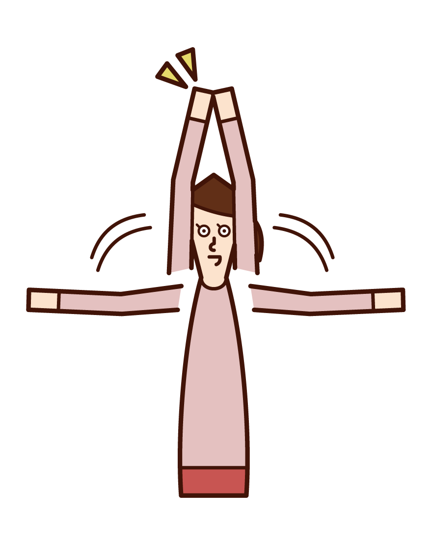 Illustration of a hand-clapping person (female)
