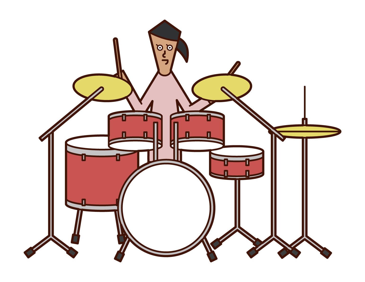 鼓的表演者（女性）的插圖