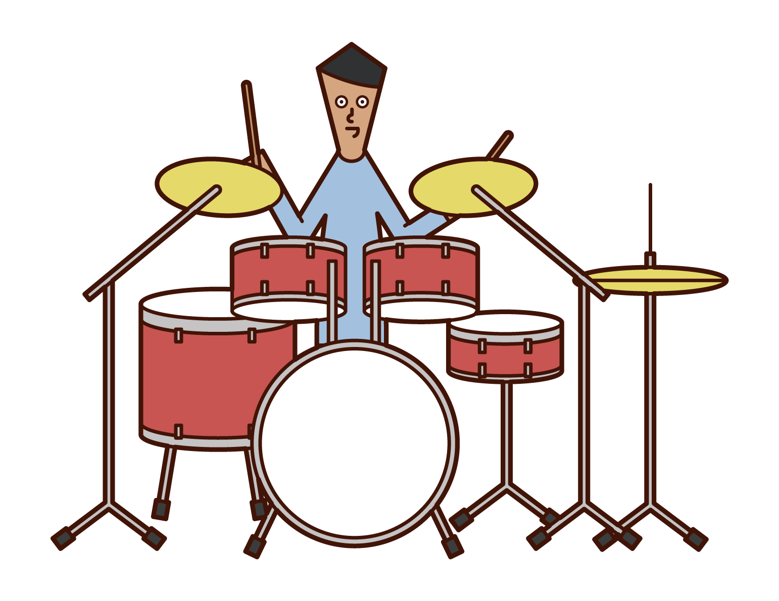 ドラムを演奏をする人（男性）のイラスト