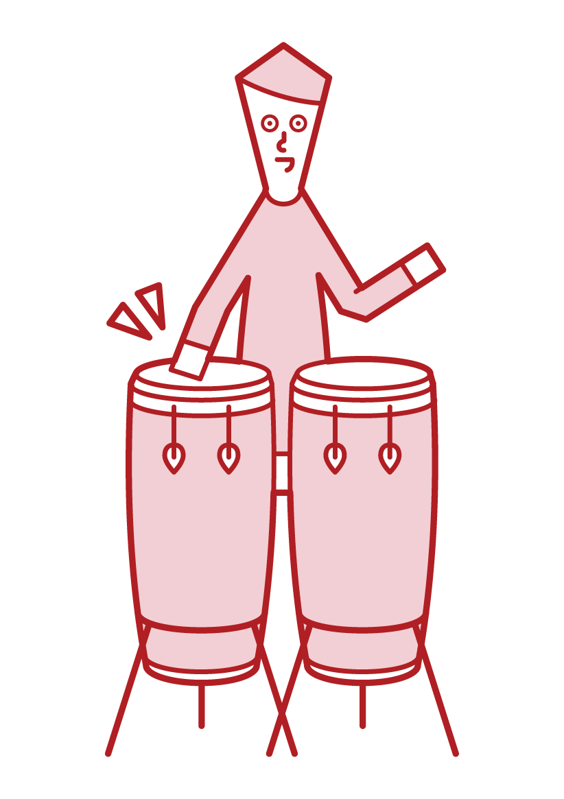 コンガを演奏する人（男性）のイラスト