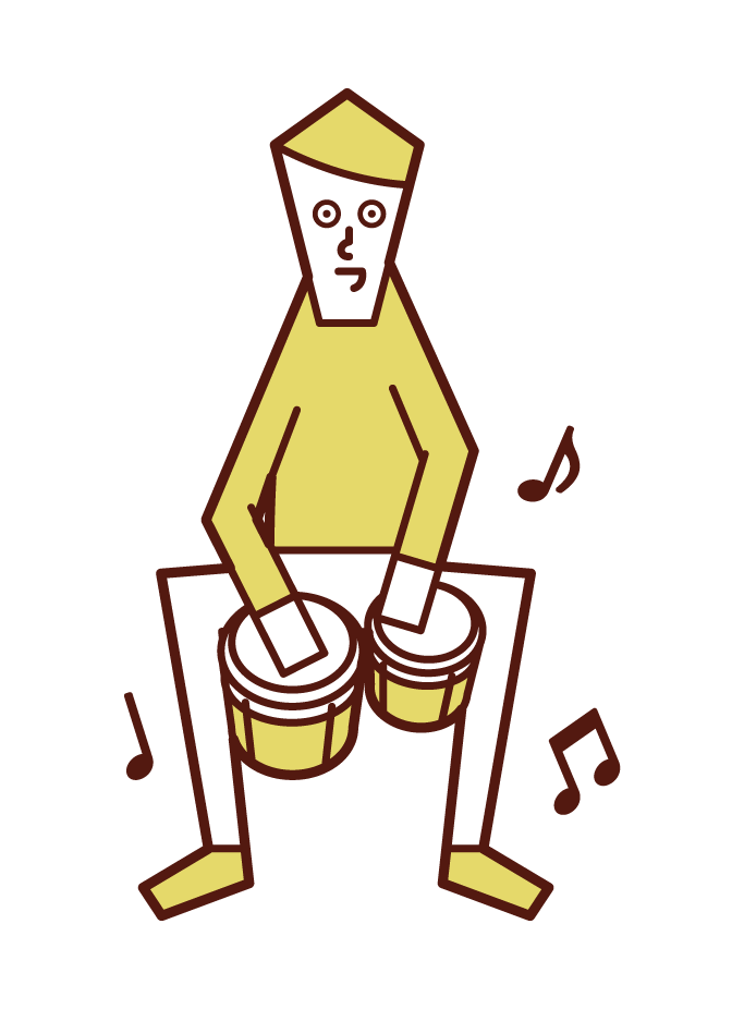 Illustration of a man playing a bongo