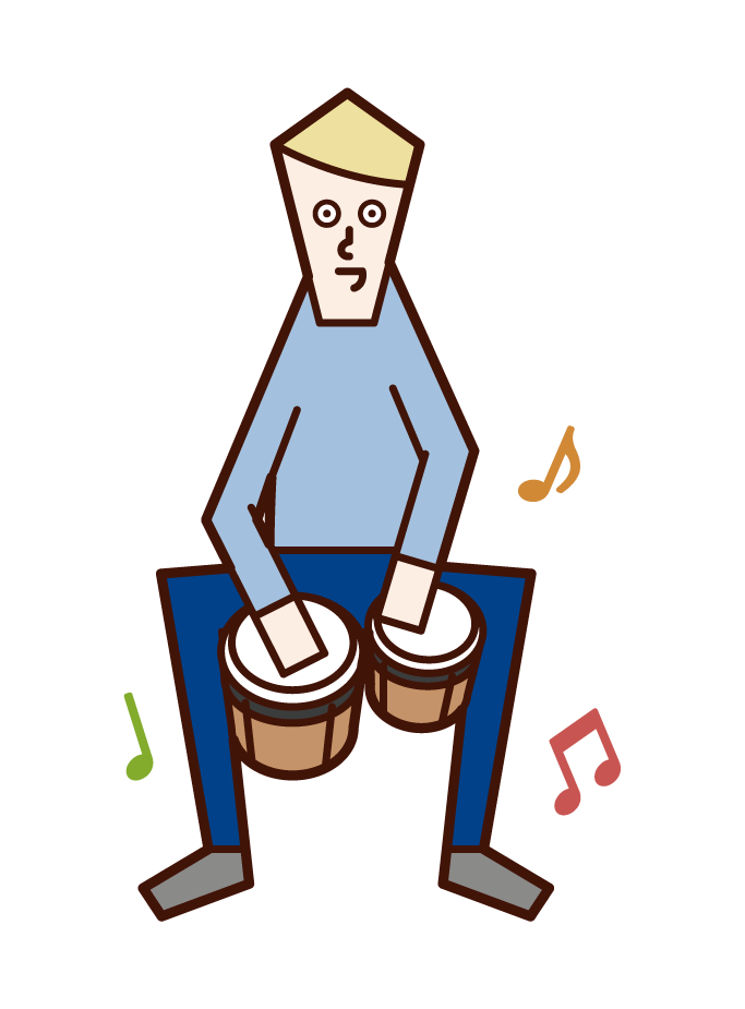 Illustration of a man playing a bongo