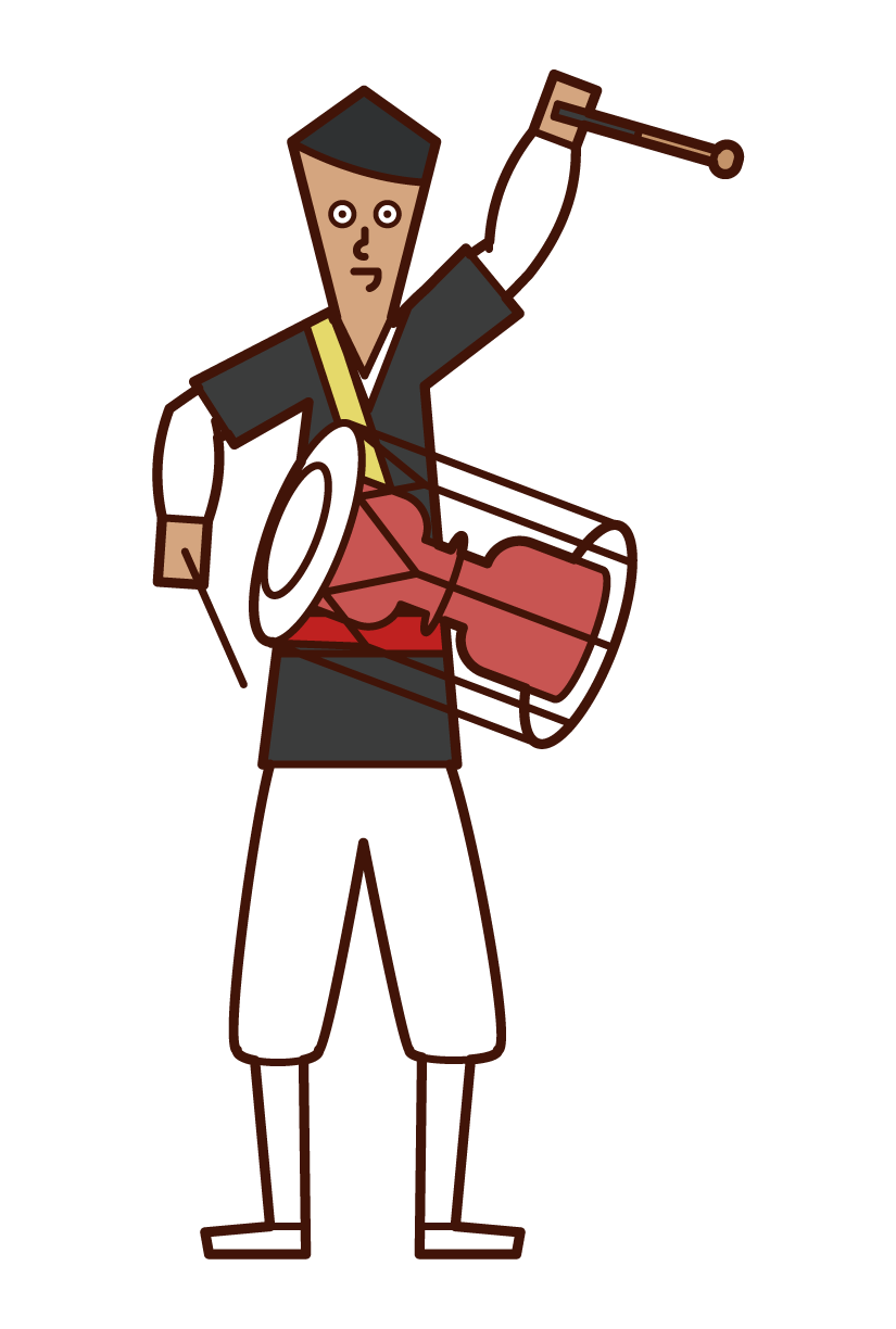 Illustration of a man playing a chang