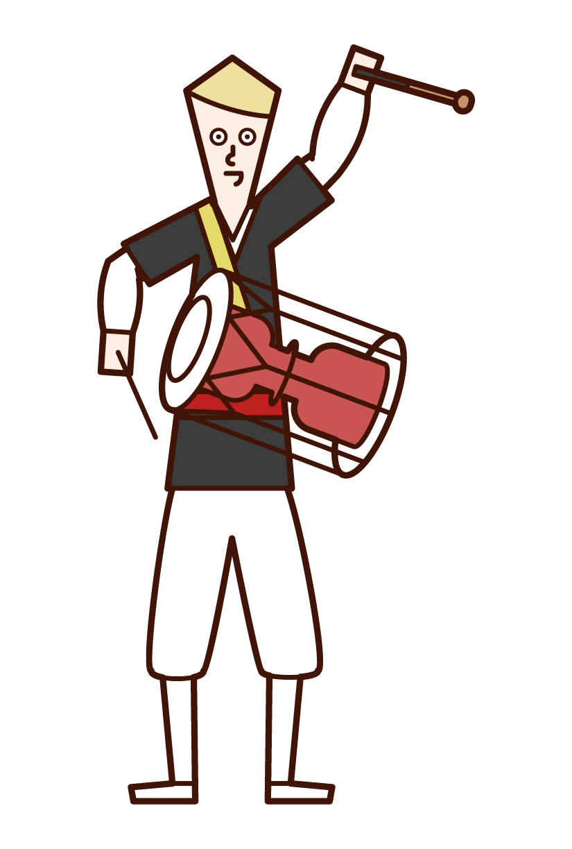 Illustration of a man playing a chang