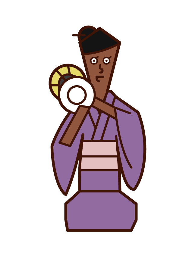 Illustration of a person (woman) playing a drum