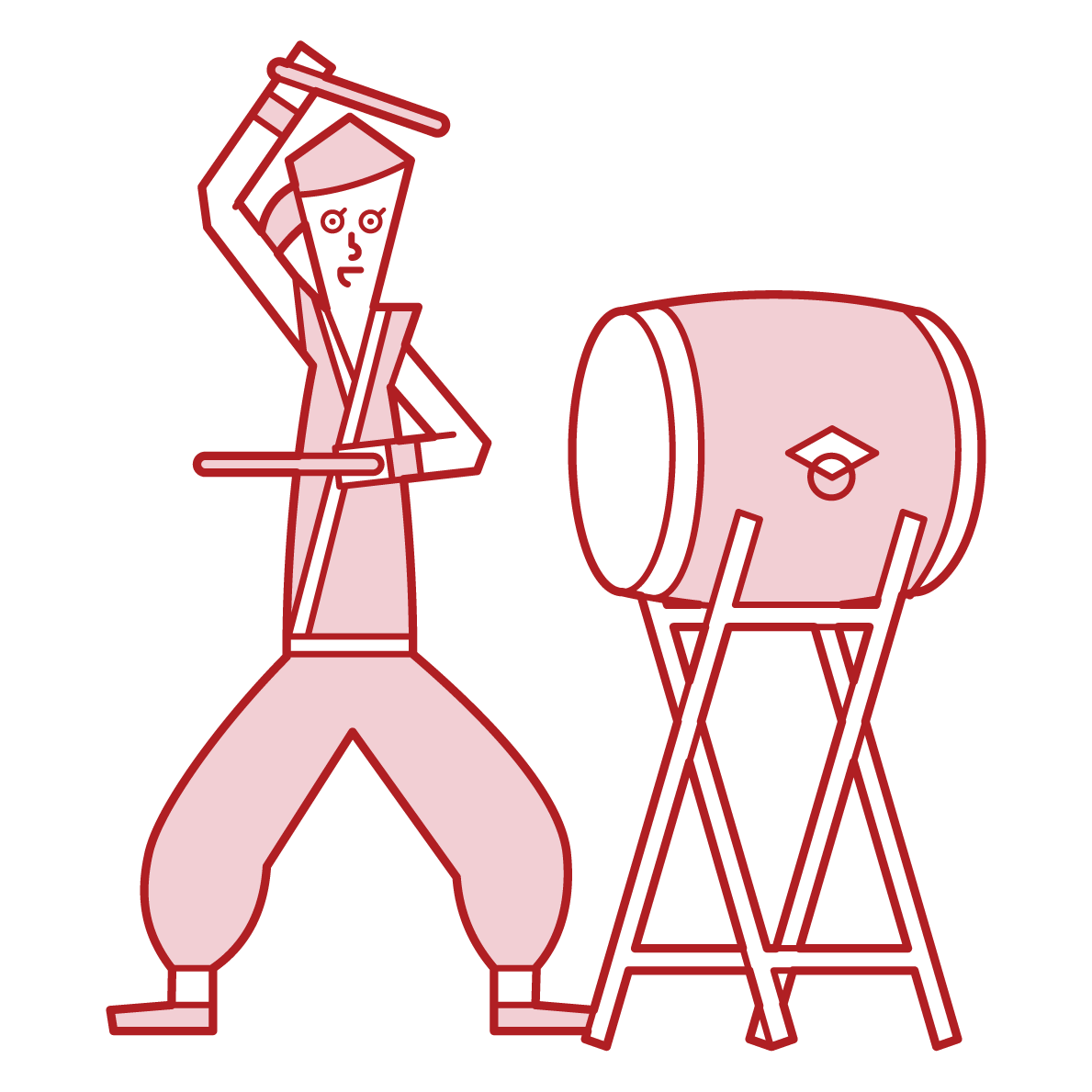 演奏日本鼓的人（女性）的插圖