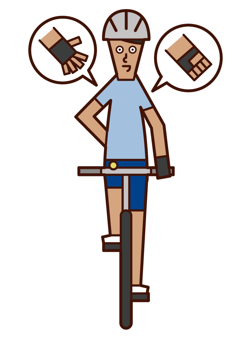 Illustration of a man slowing down a bicycle's hand signal