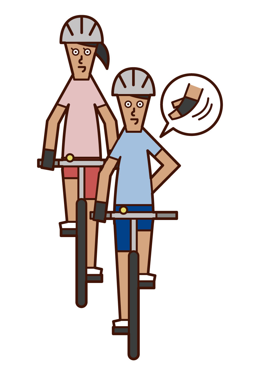 自行車手信號，向右移動（男性）插圖