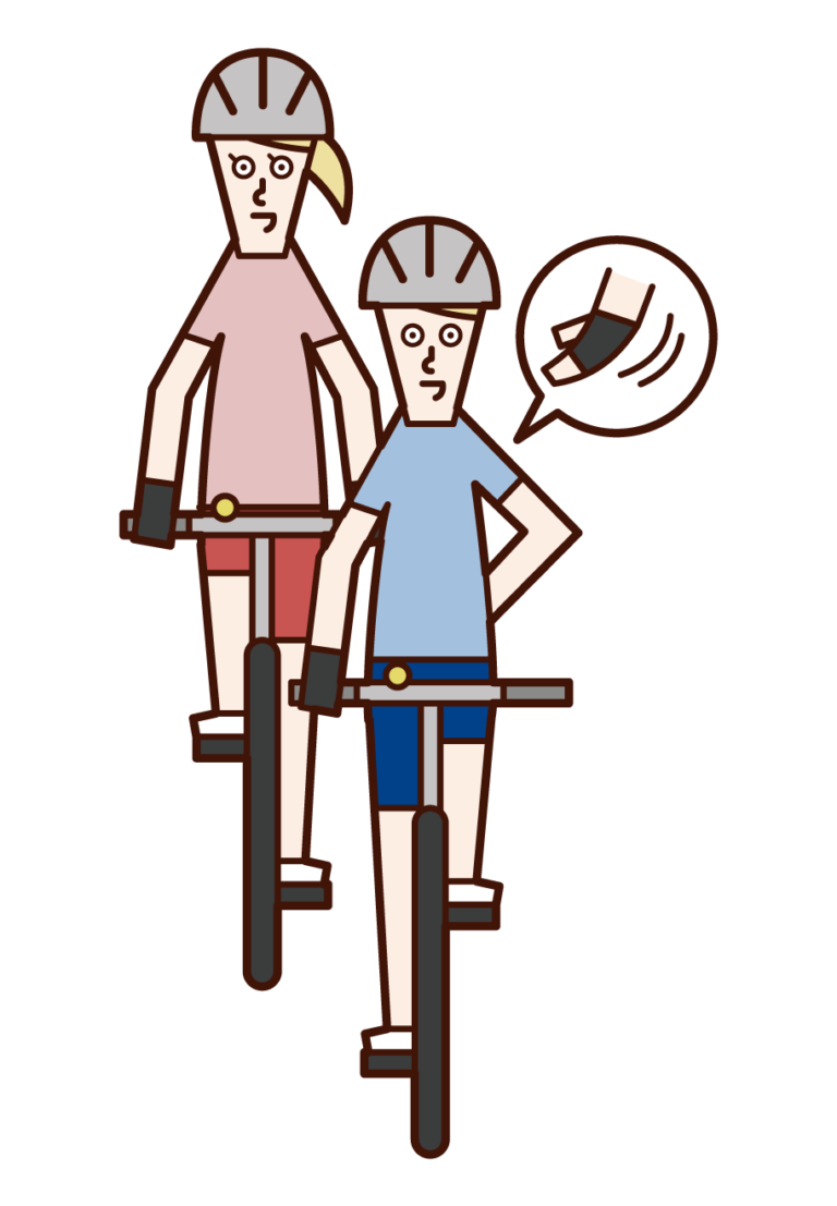自転車の手信号・右に寄る(男性)のイラスト – フリーイラスト素材集 KuKuKeKe