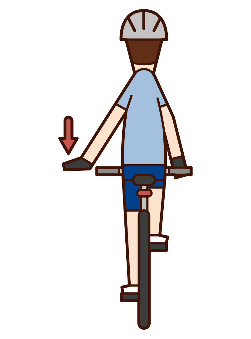 Illustration of a woman slowing down a bicycle's hand signal