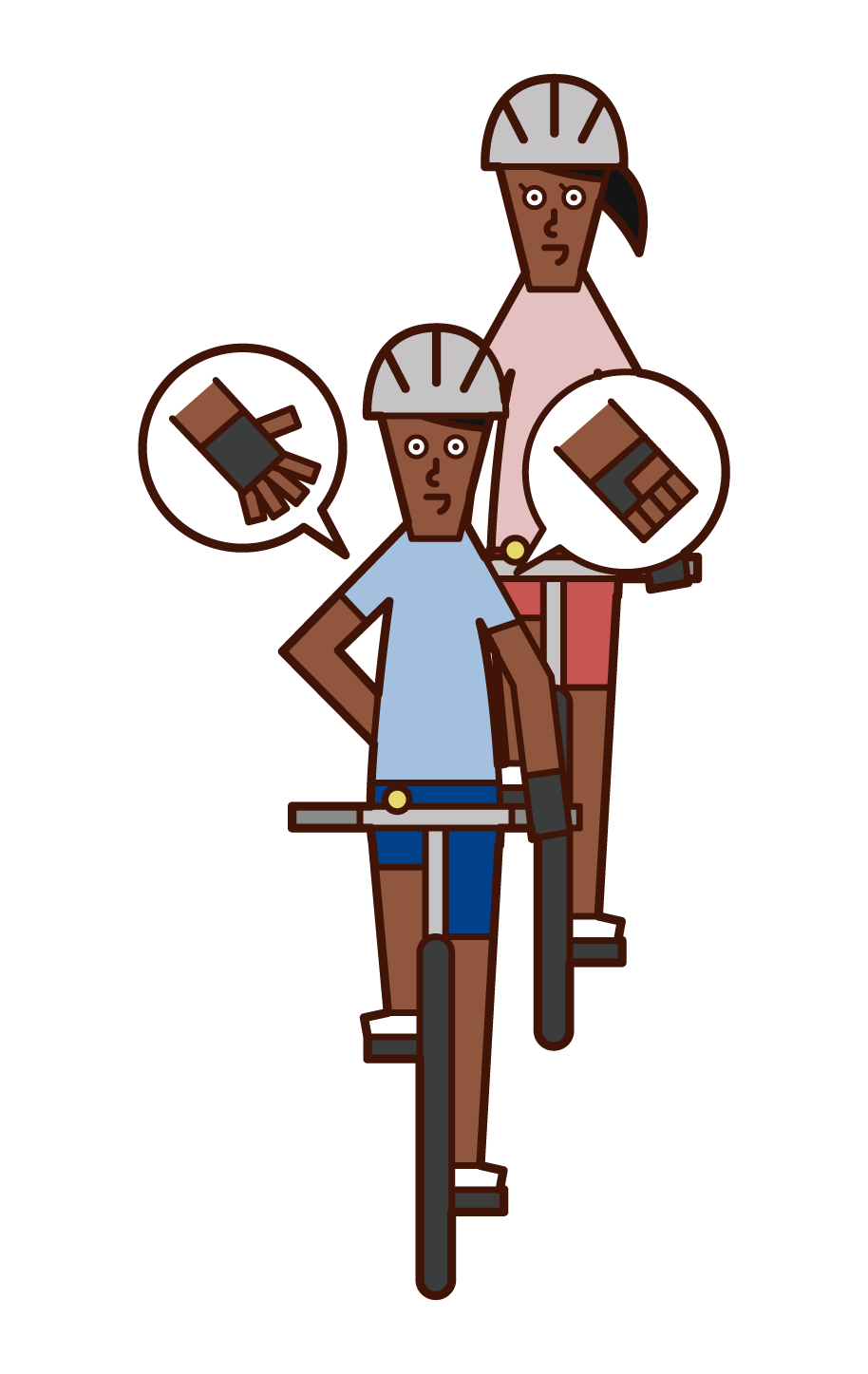 自行車手信號和速度下降（男性）的插圖