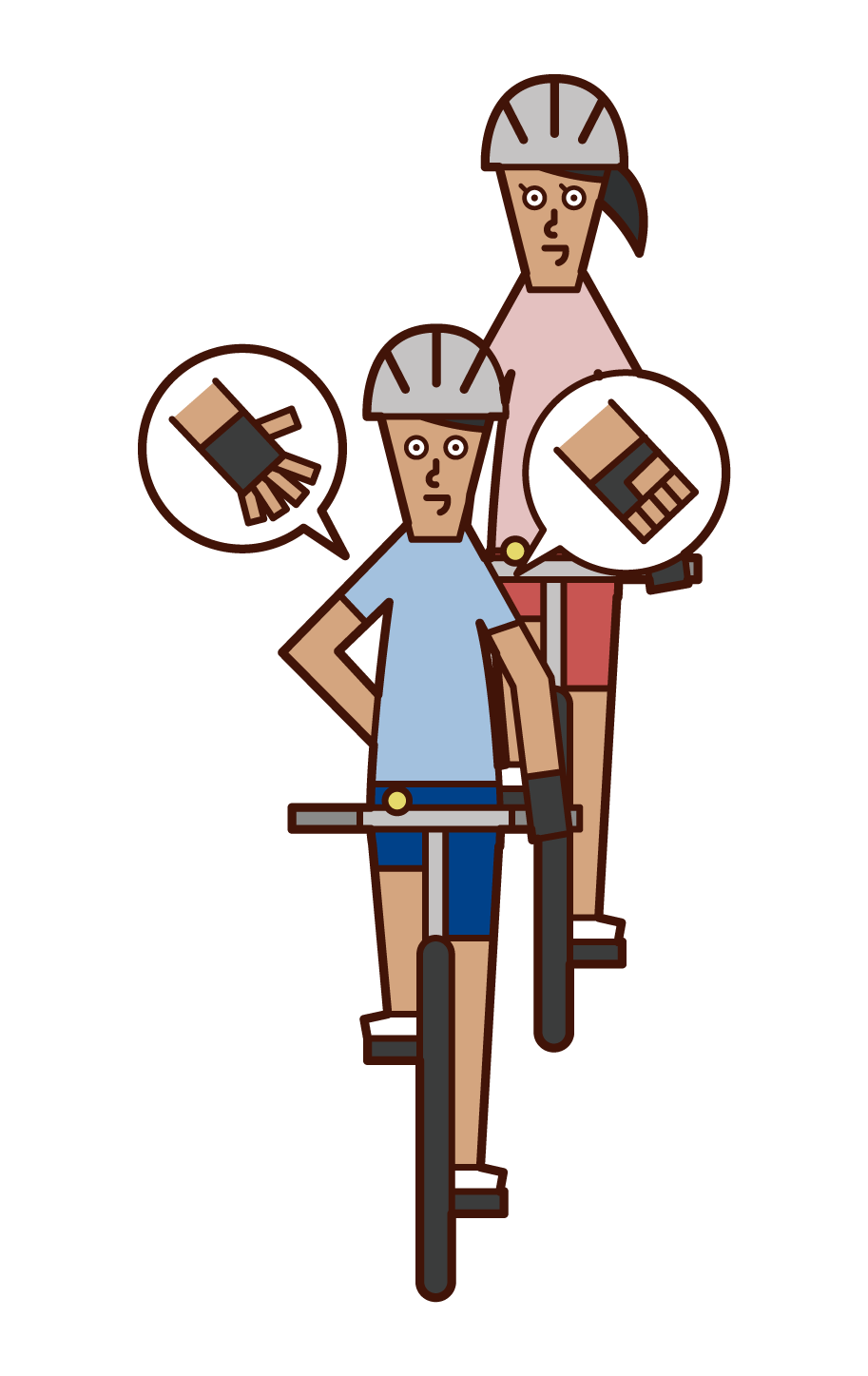 Illustration of a man slowing down a bicycle's hand signal
