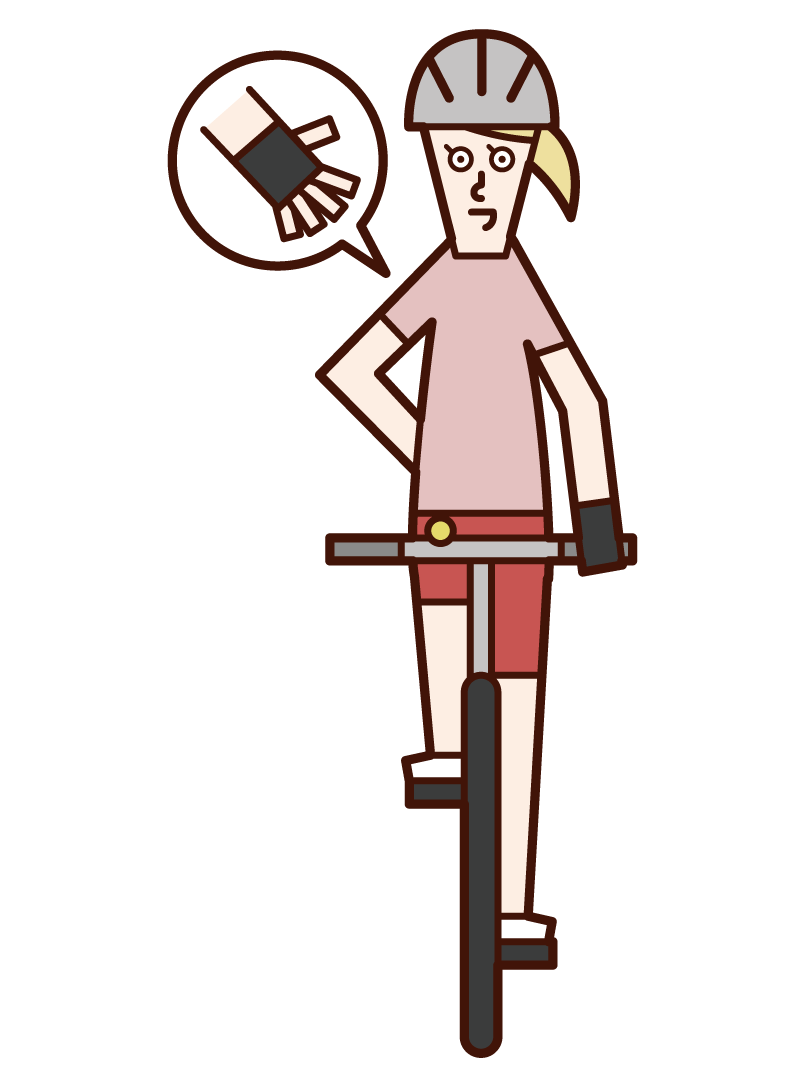 自転車の手信号・停止（女性）のイラスト