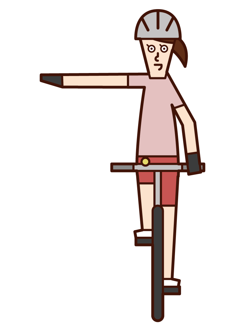 Illustration of bicycle hand signal, left turn (male)