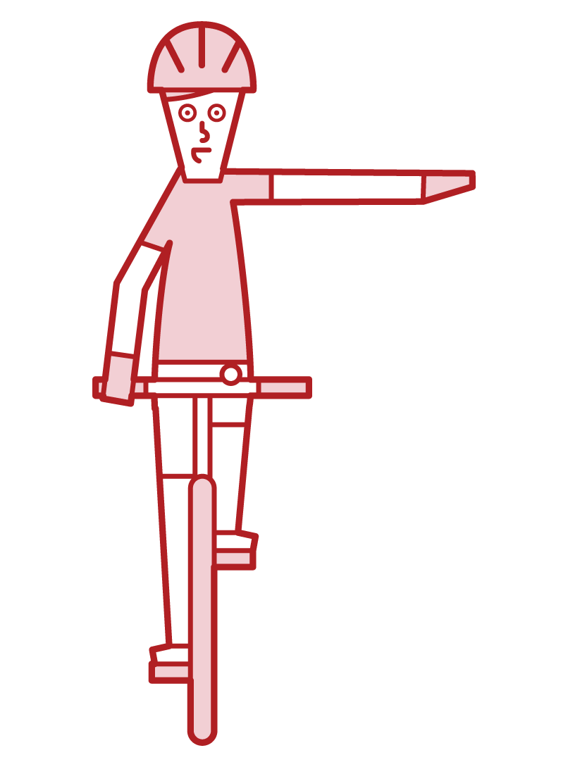 自行車手信號和左轉（男性）插圖