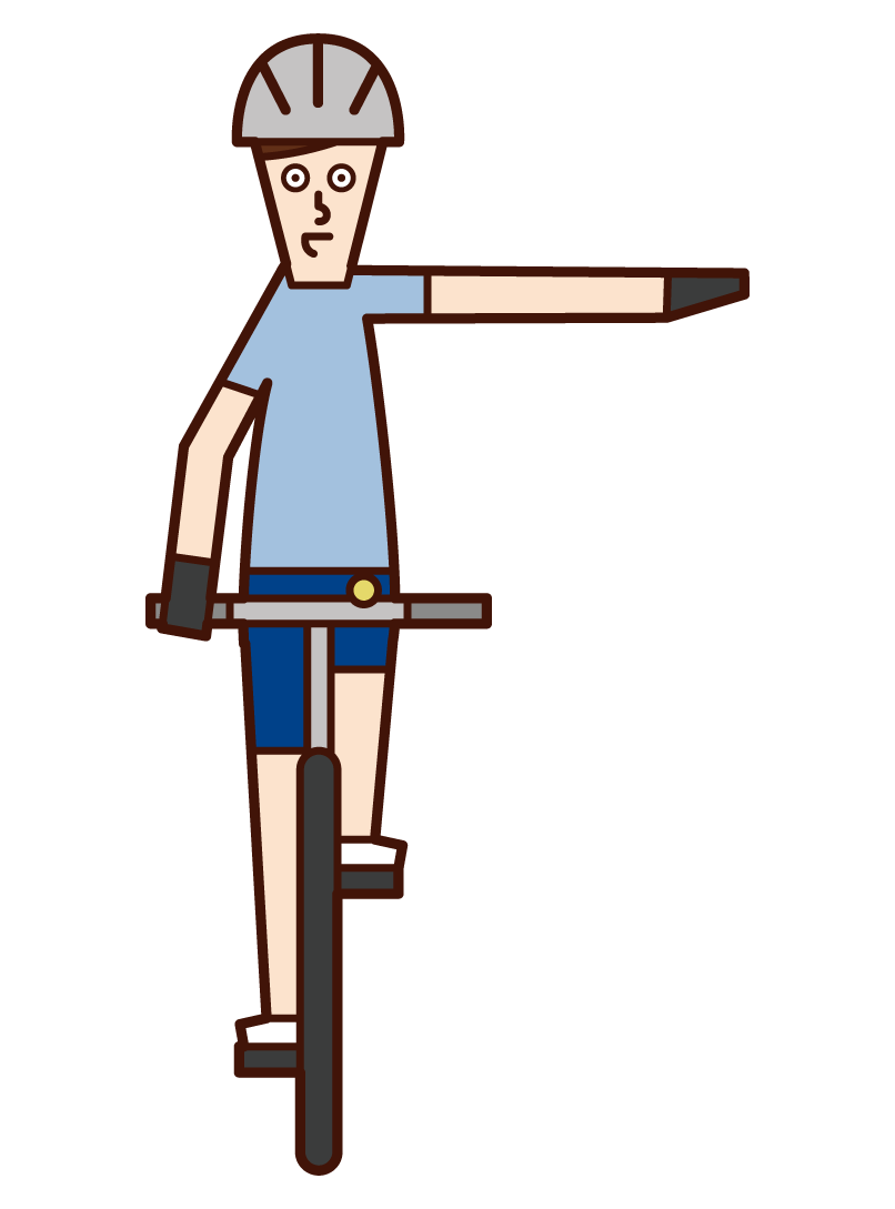 Illustration of bicycle hand signal, left turn (female)