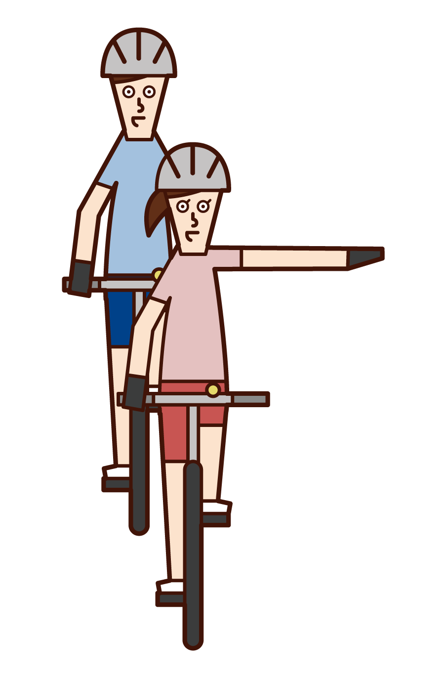 自行車手信號和左轉（女性）插圖