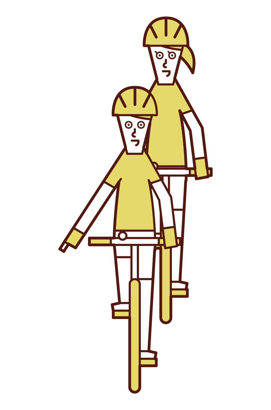 Illustration of attention (male) to the hand signal and road surface of the bicycle